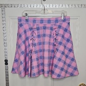 Hot Topic Pink and Blue Plaid Skater Skirt
